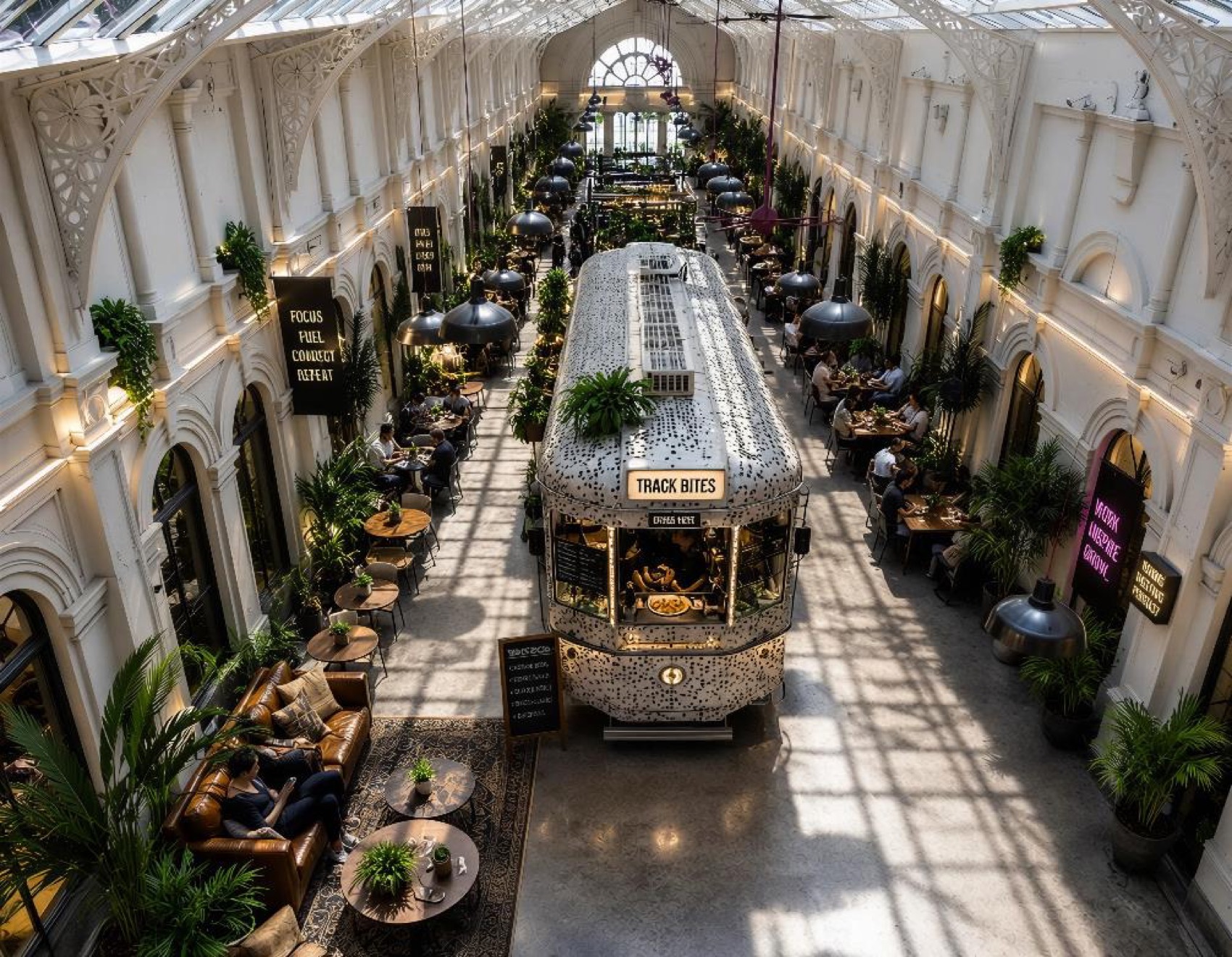 “Track Bites” — a café built into a restored railway carriage on the original platform.